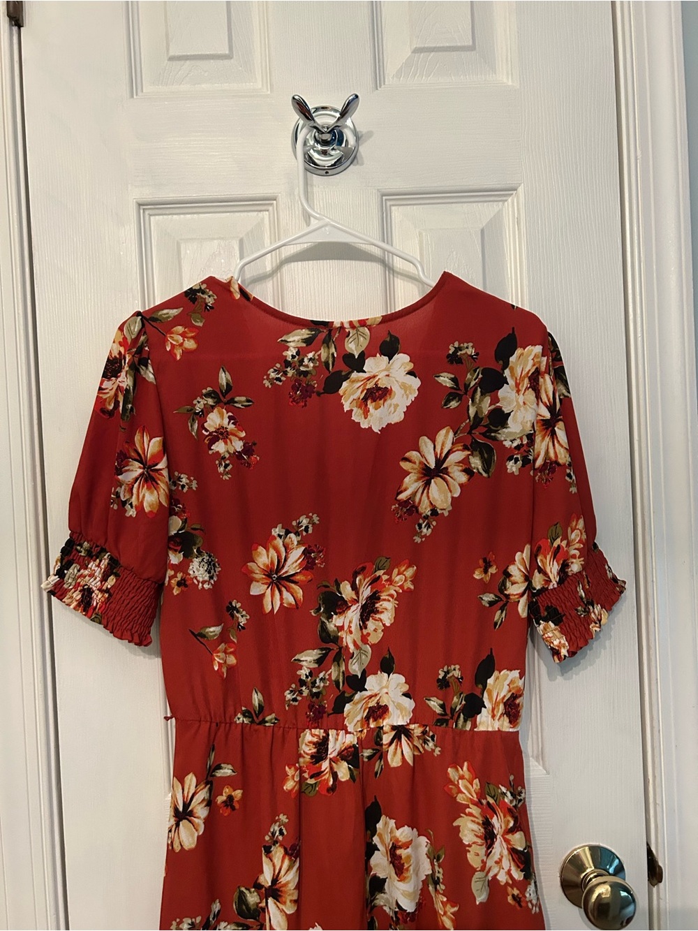 Charming Charlie Orange Floral Midi Dress Size Medium - Picture 5 of 6
